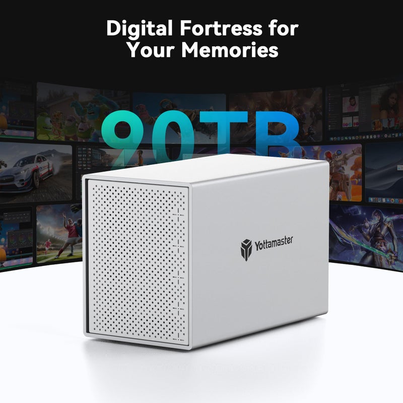 Yottamaster يُوتا ماستر حاوية قرص صلب خارجي 5 باي، ألومنيوم USB3.0 حاوية HDD بحجم 3.5 بوصة للقرص الصلب SATA بحجم 3.5 و 2.5 بوصة/SSD، تدعم 90TB(5x18TB) تخزين متصل مباشر DAS، غير RAID [PS500U3] - Image 2